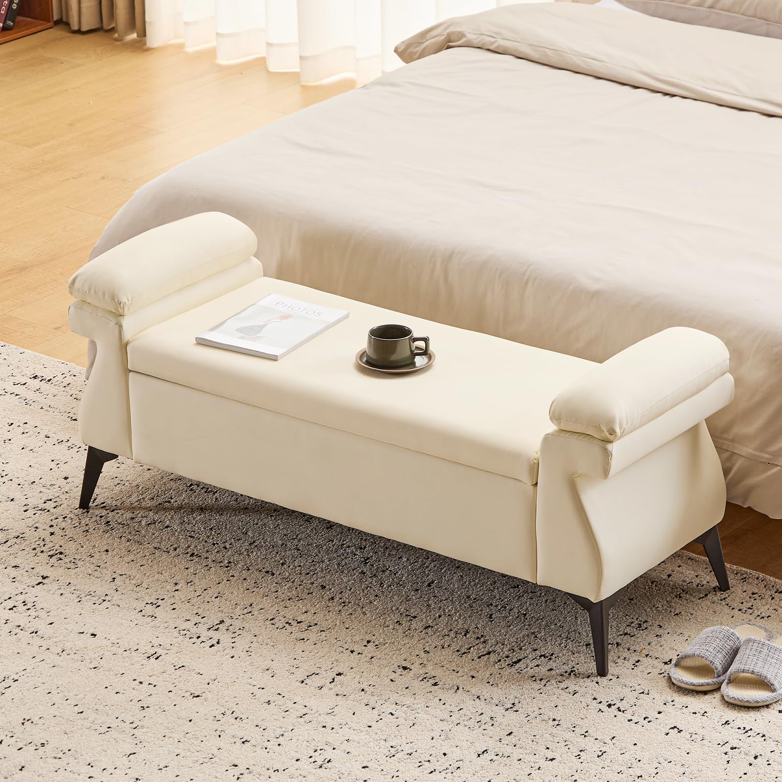 51”Leather Bench with Storage, - đánh giá và giá Bedroom Furniture