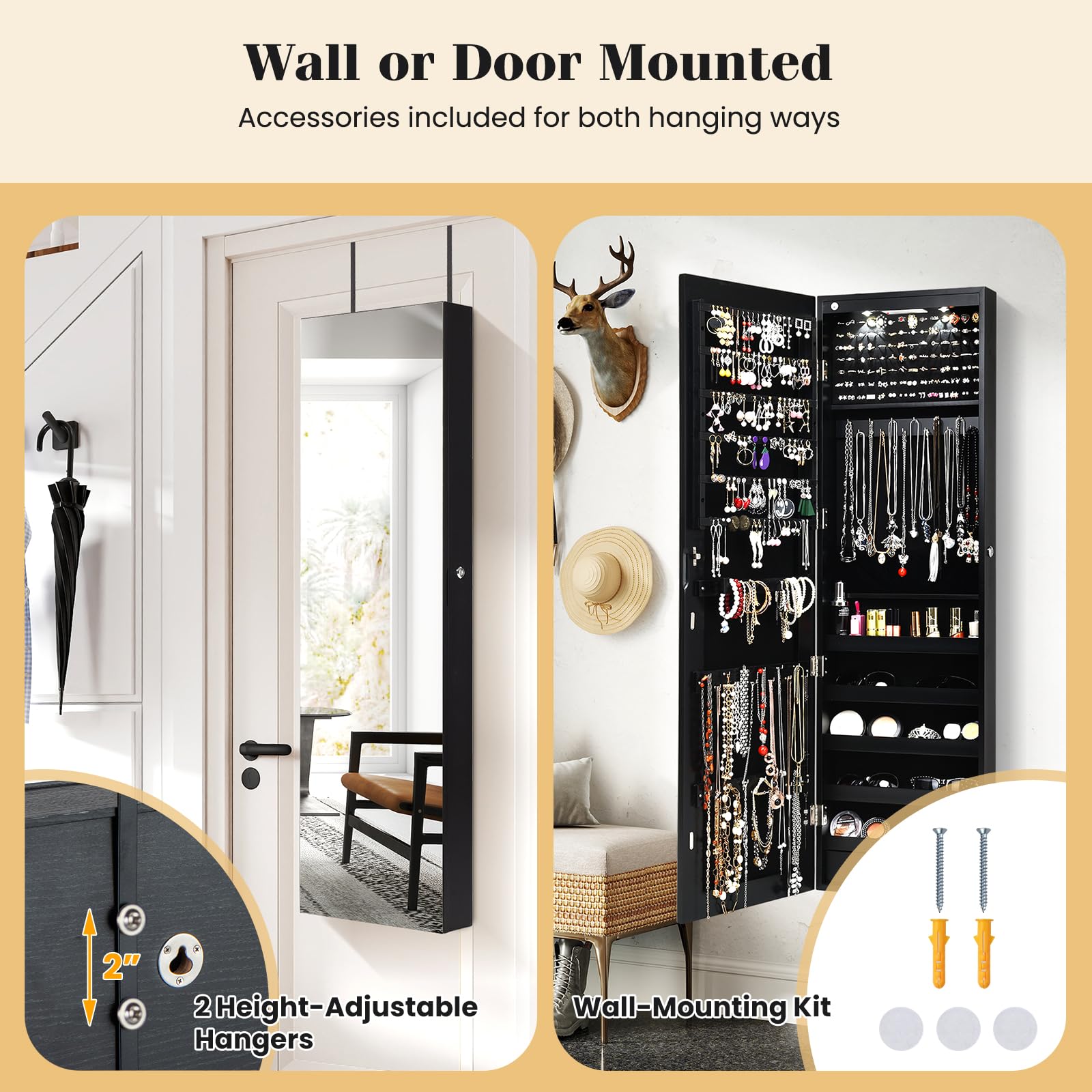 Wall or Door Mounted Jewelry A - đánh giá và giá Full Length Mirror Jewelry Armoire
