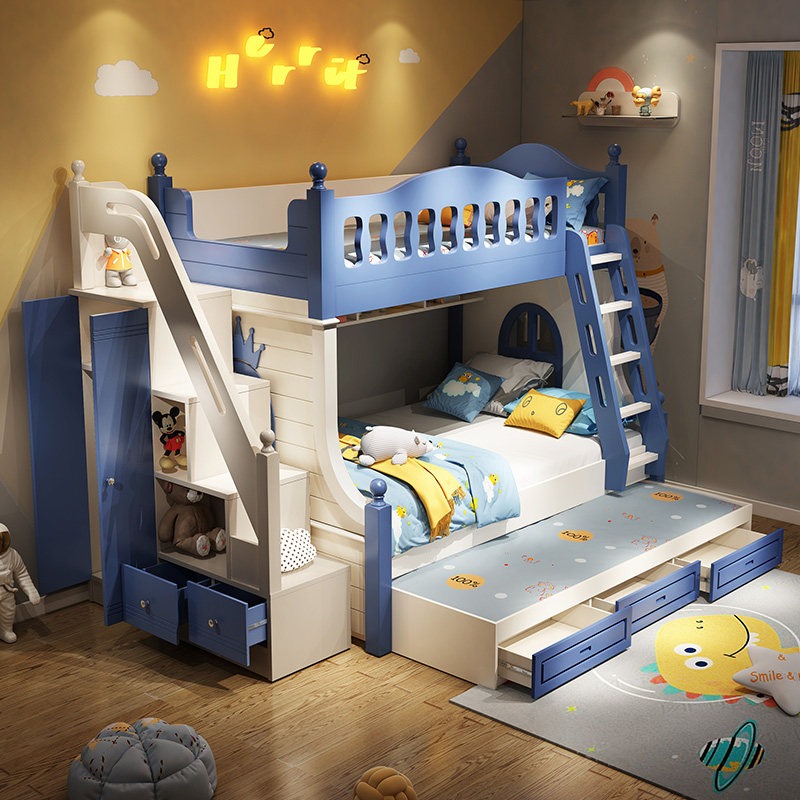 Children's Bed Up and Down Bed - đánh giá và giá Bunk Bed With Stairs And Slide