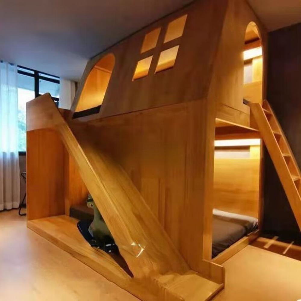 American Solid Wood Kids Tree  - đánh giá và giá Bunk Bed With Stairs And Slide
