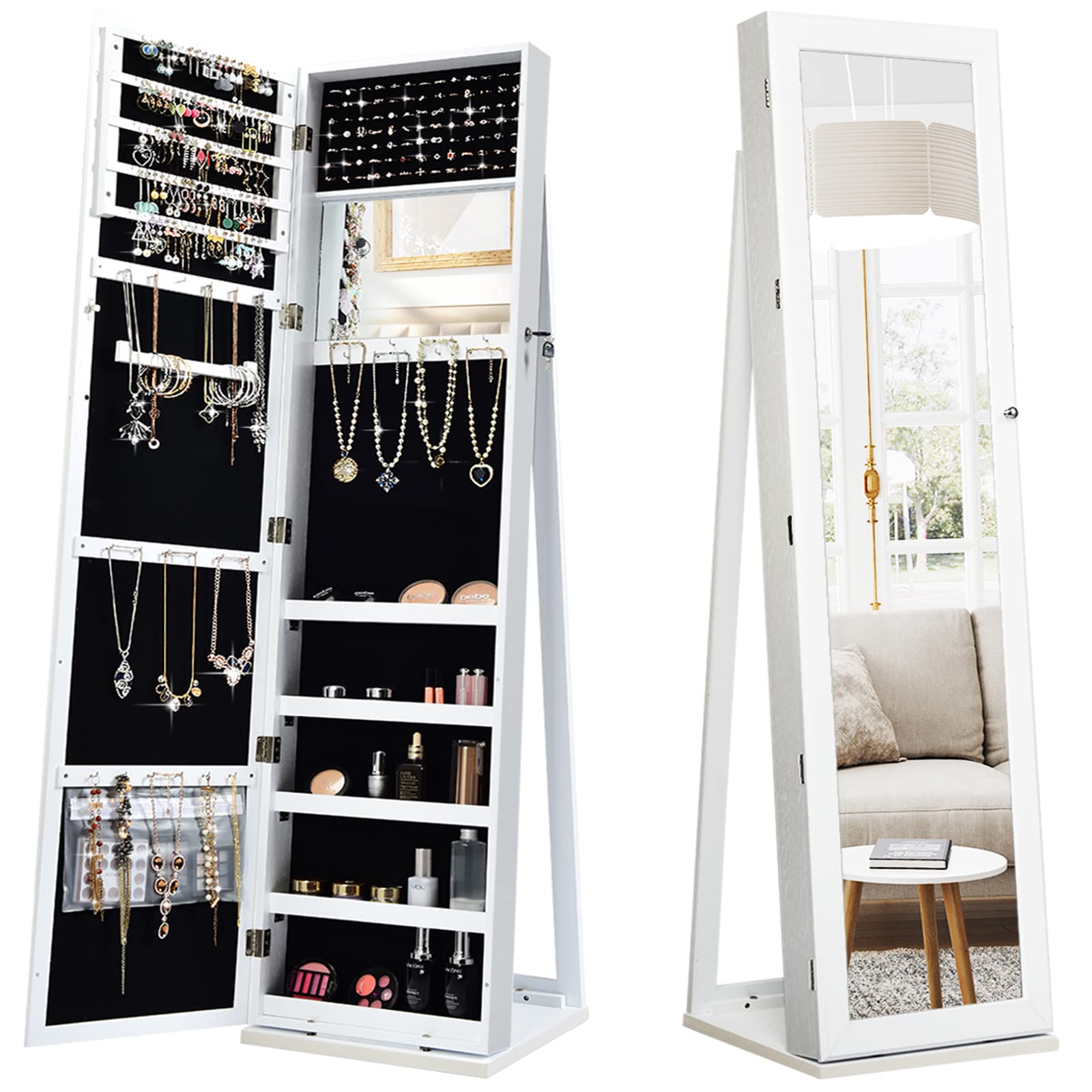 Standing Jewelry Armoire with  - đánh giá và giá Full Length Mirror Jewelry Armoire