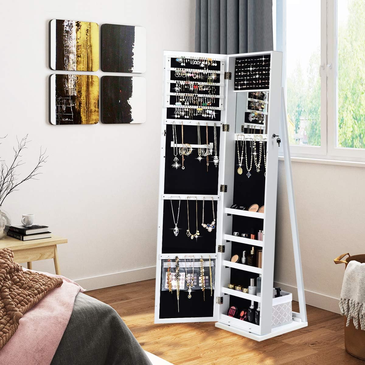 Standing Jewelry Armoire with  - đánh giá và giá Full Length Mirror Jewelry Armoire